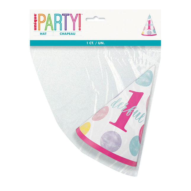 PartyHut Dots Rosa 1st Birthday 1St.