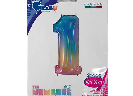 Riesenzahl Folienballon 40"/102cm | Regenbogen #1