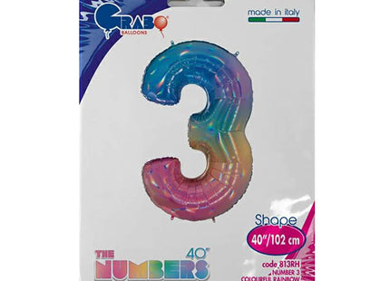 Riesenzahl Folienballon 40"/102cm | Regenbogen #3