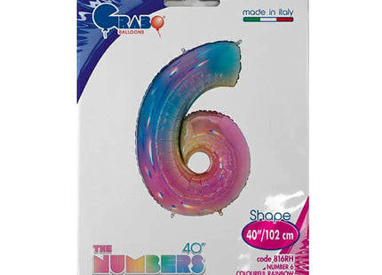Riesenzahl Folienballon 40"/102cm | Regenbogen #6