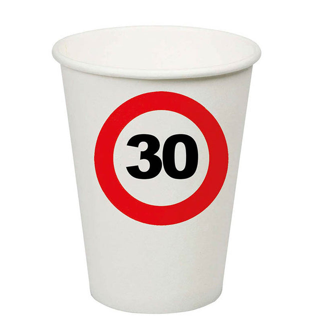 Pappbecher Verkehrsschild 30 250ml/8Stk.