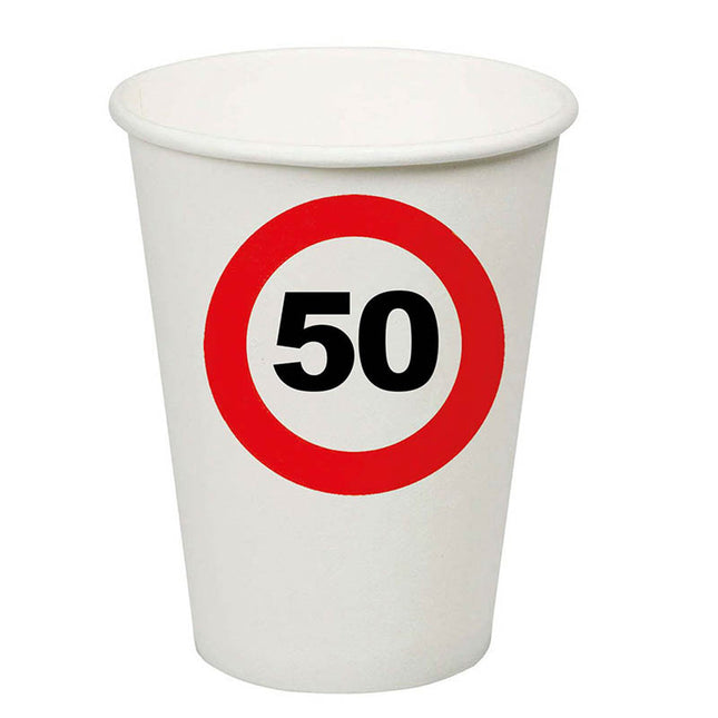 Pappbecher Verkehrsschild 50 250ml/8Stk.