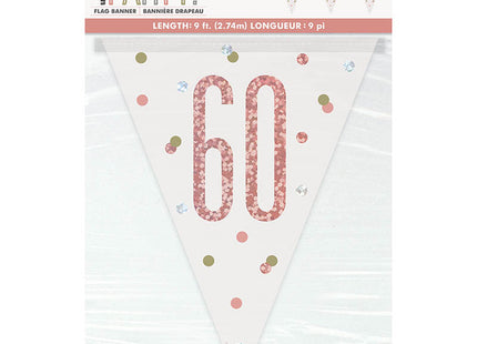 Wimpelkette Happy Birthday Glitz 274cm Rosegold #60