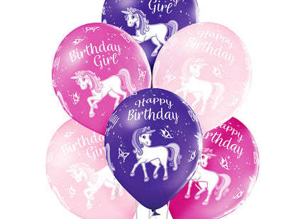 Luftballon Ø30cm "Happy Birthday Einhorn" | 6 Stk.