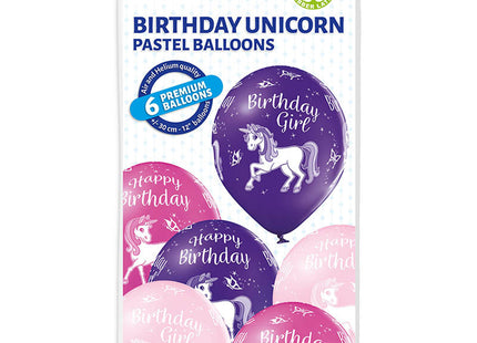 Luftballon Ø30cm "Happy Birthday Einhorn" | 6 Stk.