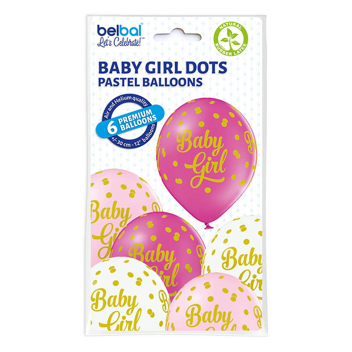Luftballon Ø30cm "Baby Girl"| 6 Stück Babyparty Dekoration für Mädchen