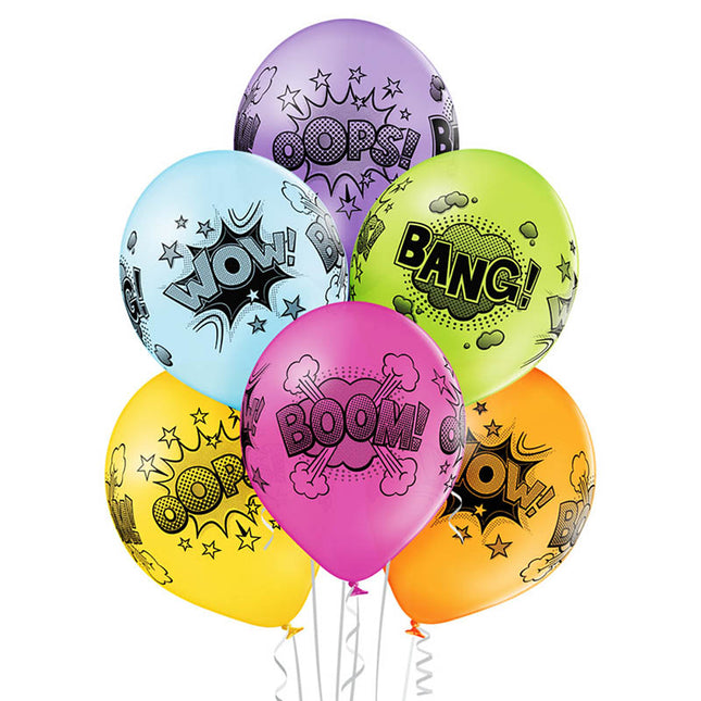 Luftballon Ø30cm "Comic Wow/Bang"| 6 Stk.