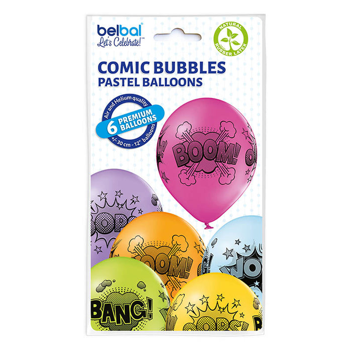Luftballon Ø30cm "Comic Wow/Bang"| 6 Stk.