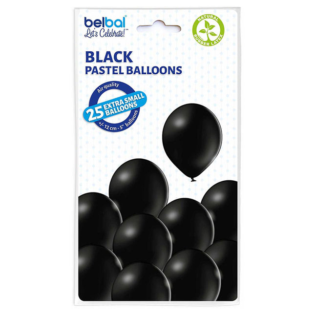 25 Stk. Luftballon Unifarben Ø 12cm | Schwarz