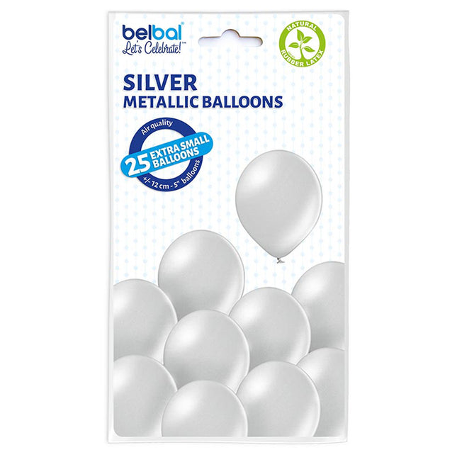 25 Stk. Luftballon Uni Metallic Ø 12cm | Silber