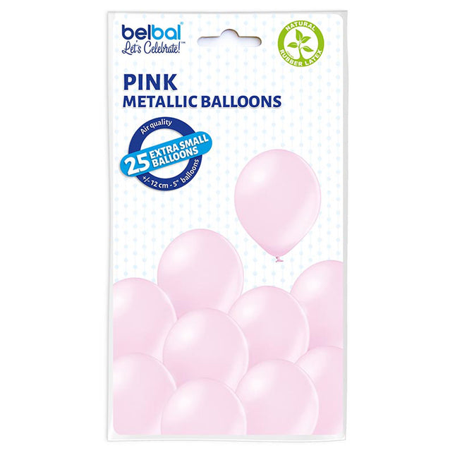 25 Stk. Luftballon Uni Metallic Ø 12cm | Pink