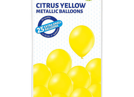 25 Stk. Luftballon Uni Metallic Ø 12cm | Gelb