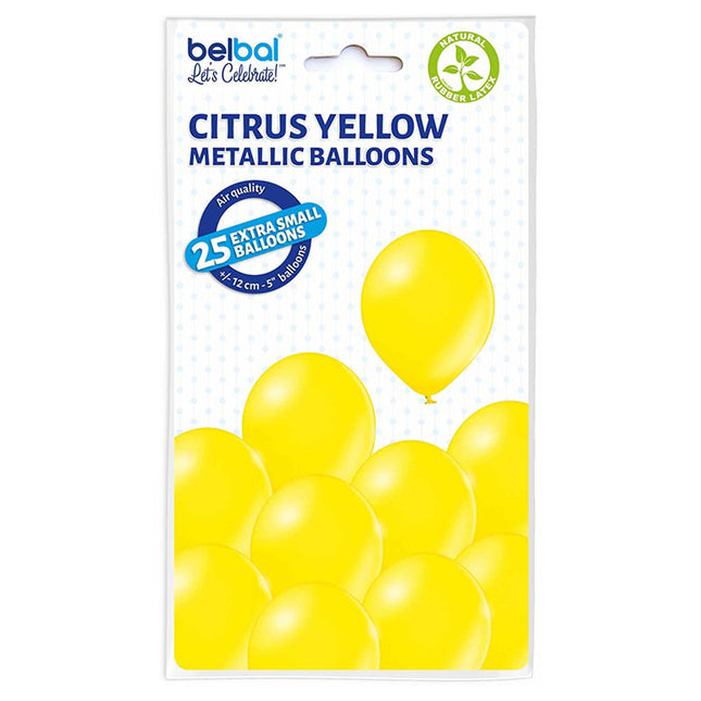 25 Stk. Luftballon Uni Metallic Ø 12cm | Gelb