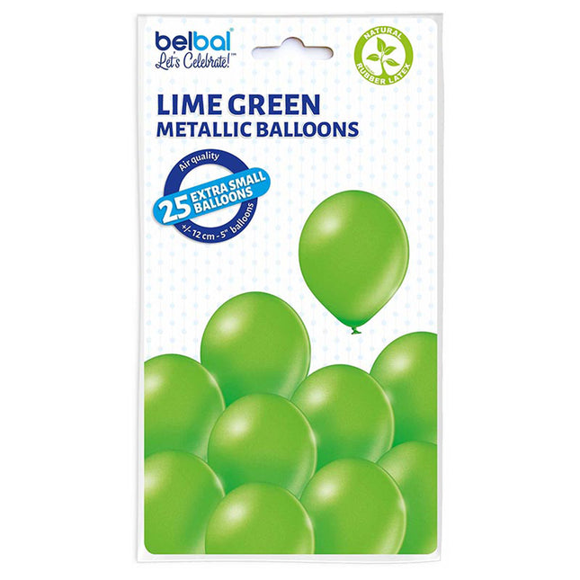 25 Stk. Luftballon Uni Metallic Ø 12cm | Limettengrün
