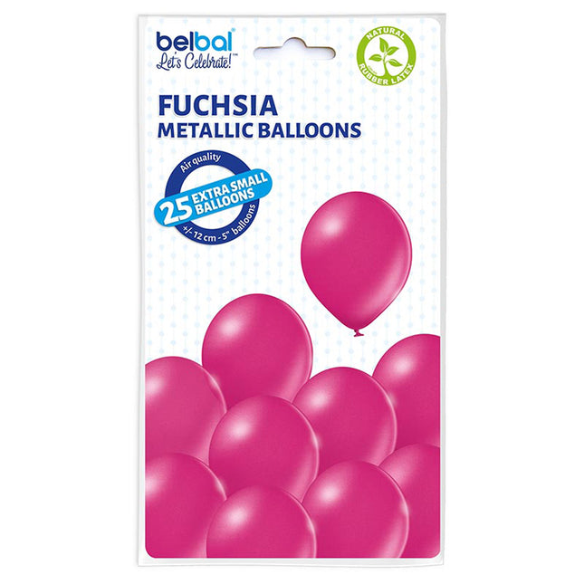 25 Stk. Luftballon Uni Metallic Ø 12cm | Fuchsia #064