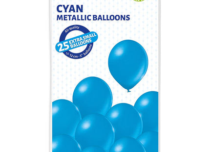 25 Stk. Luftballon Uni Metallic Ø 12cm | Cyanblau