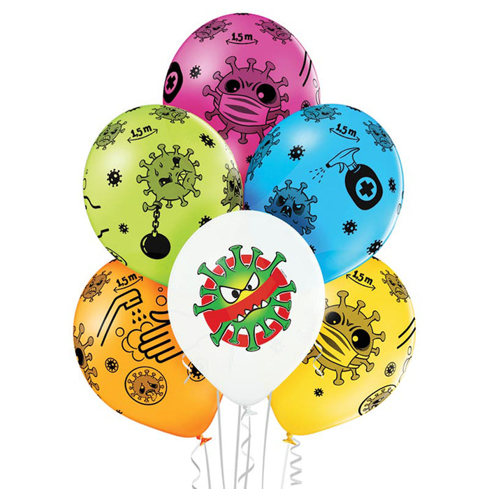 Latexballons Stop Corona 12"/30cmØ  6Stk.