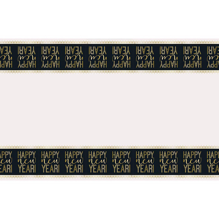 Tischdecke PVC Streifen Happy New Year 137x274cm