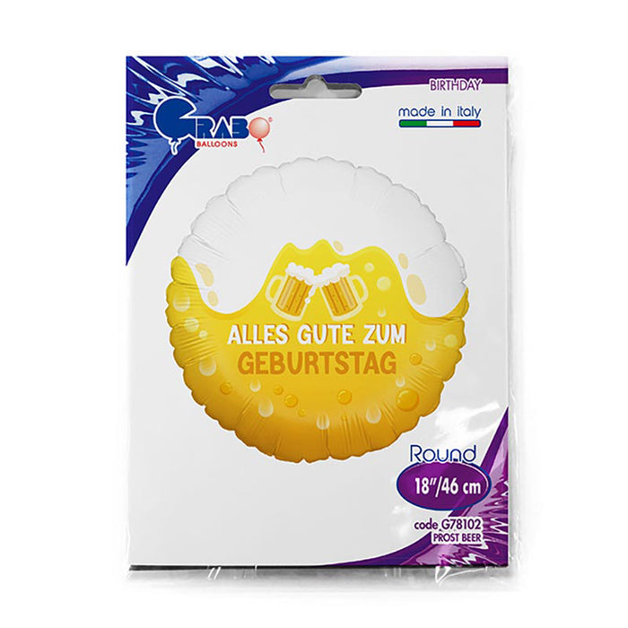 ABC18 Folienballon "Alles Gute zum Geburtstag Biergläser" | Ø 46 cm