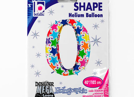 Riesenzahl #0 Sterne Holo 40"/102 cm