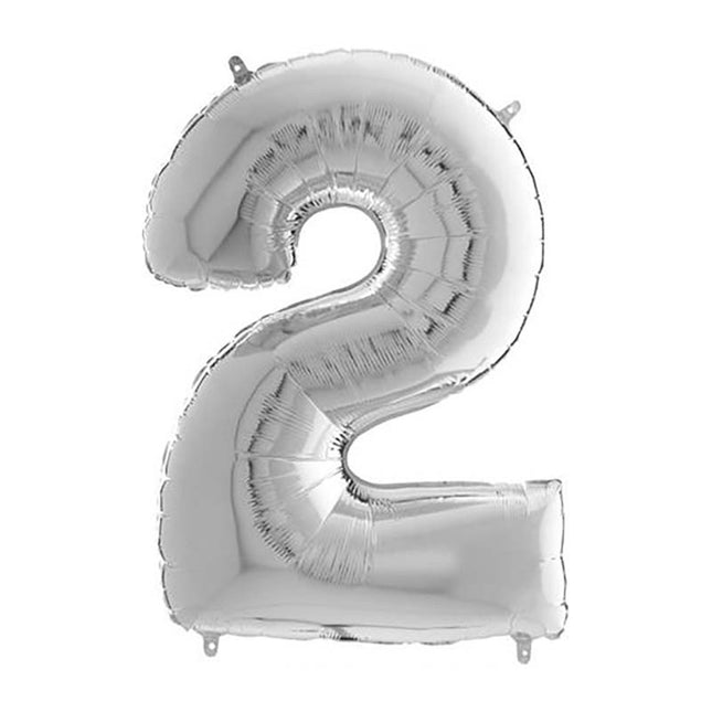 Riesenzahl Folienballon 26"/66cm | Silber #2