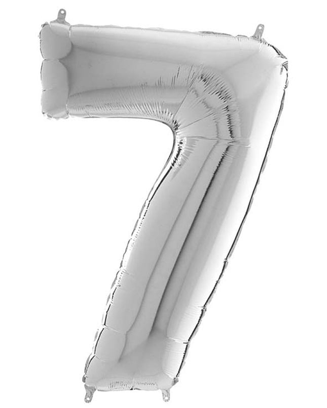 Riesenzahl Folienballon 26"/66cm | Silber #7