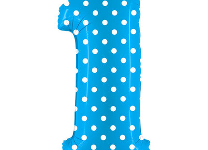 Riesenzahl Folienballon 40"/89cm | Dots Blau #1