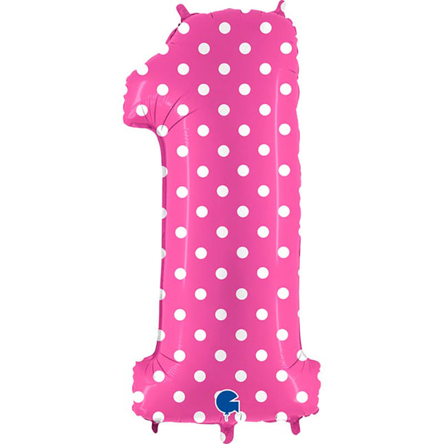 Riesenzahl Folienballon 40"/89cm | Dots Pink #1