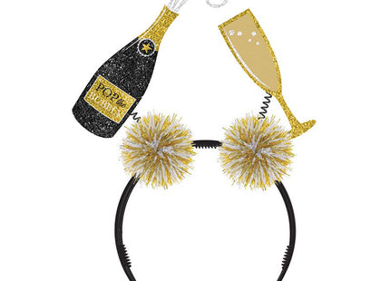 Haarreif Silvester Sekt mit Glas