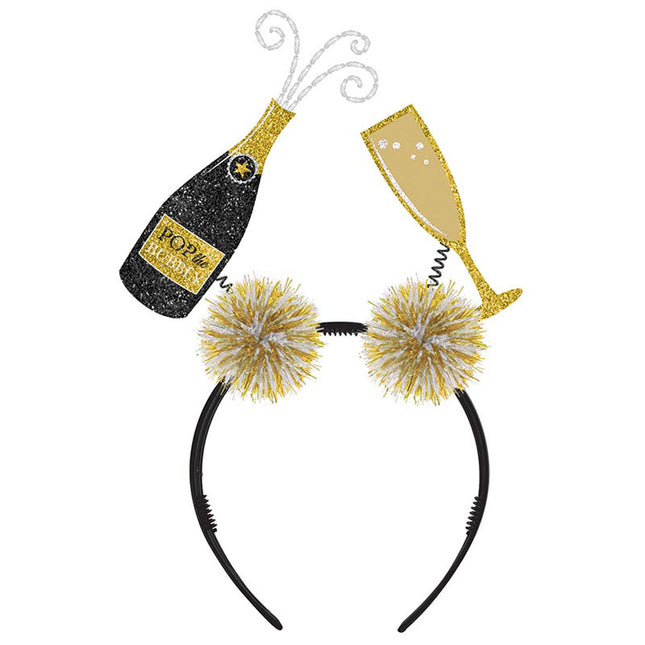 Haarreif Silvester Sekt mit Glas