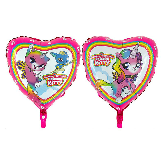 18" Herz Folienballon Lose - Rainbow Butterfly Unicorn Kitty | HF18
