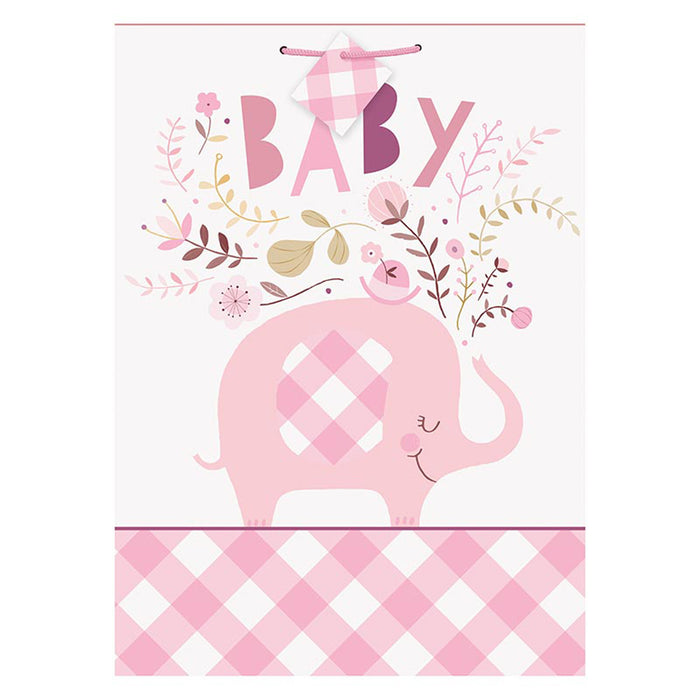 Geschenktüte Papier Elefant Floral Pink