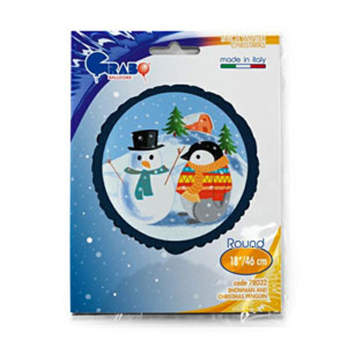 ABC18 Folienballon "Schneemann & Weihnachtspinguin" | Ø 46 cm