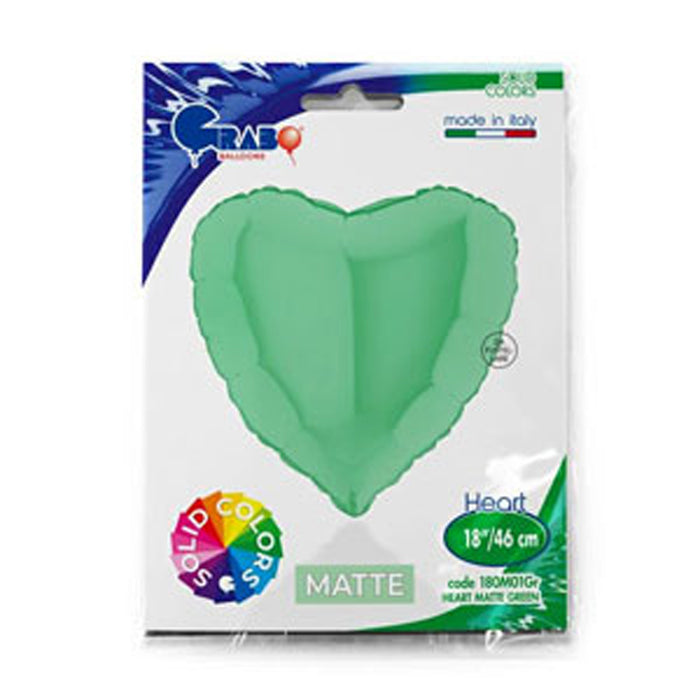 ABC18 Herz Folienballon Uni | Ø 46 cm Matte Satin Grün