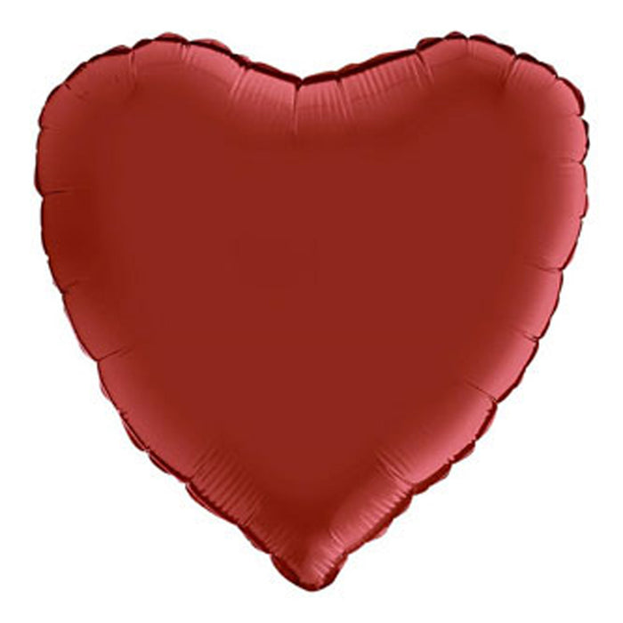 ABC18 Herz Folienballon Uni | Ø 46 cm Satin Rubin Rot