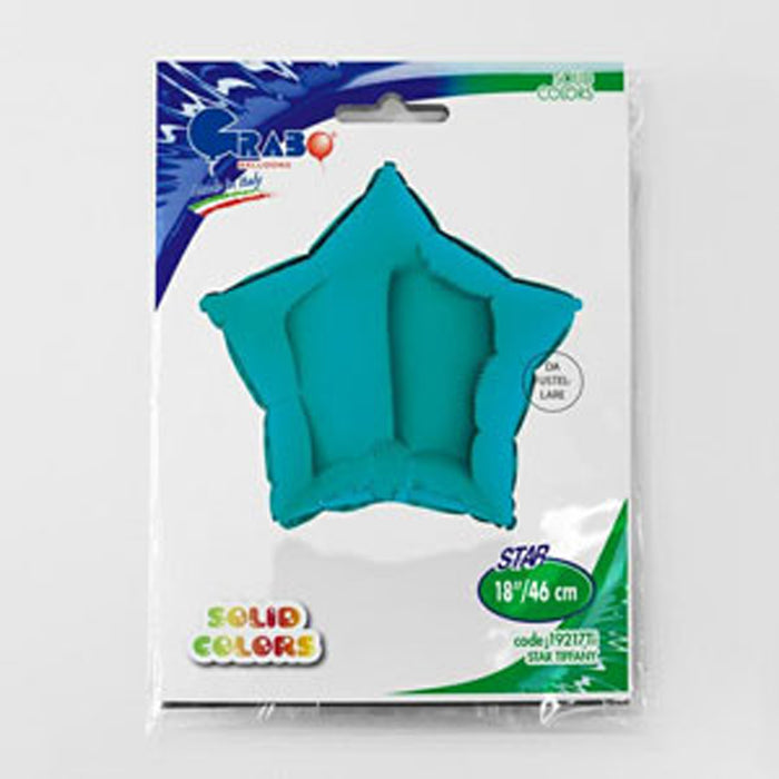 ABC18 Stern Folienballon Uni | Ø 46 cm Tiffany / TÃ¼rkis