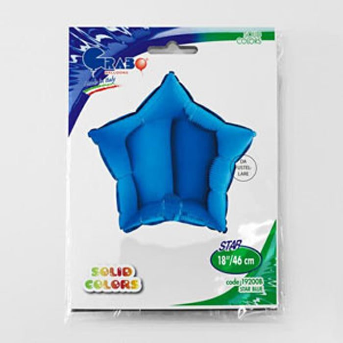 ABC18 Stern Folienballon Uni | Ø 46 cm Blau