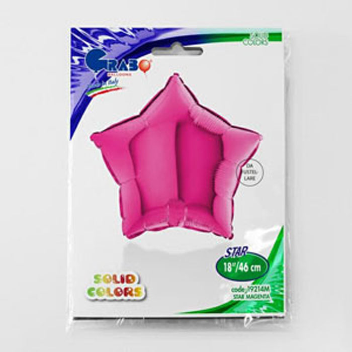 ABC18 Stern Folienballon Uni | Ø 46 cm Magenta / Pink