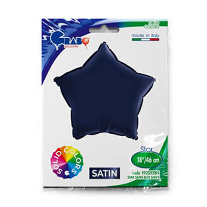 ABC18 Stern Folienballon Uni | Ø 46 cm Satin Blau