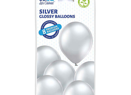 8 Luftballons Uni Glossy Ø30/33cm | Silber