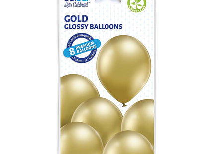 8 Luftballons Uni Glossy Ø30/33cm | Gold