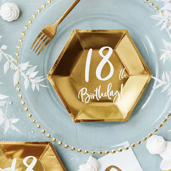 Pappteller Happy Birthday #18 | Ø20cm/6Stk. Gold