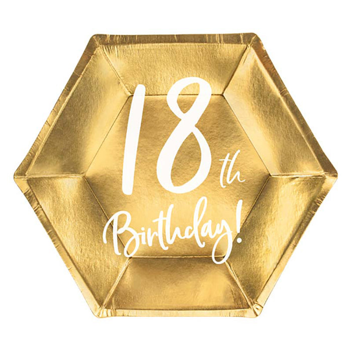 Pappteller Happy Birthday #18 | Ø20cm/6Stk. Gold