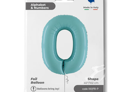 Riesenzahl Folienballon 40"/102cm | Pastel Blue #0