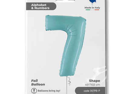 Riesenzahl Folienballon 40"/102cm | Pastel Blue #7