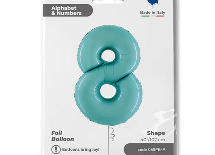 Riesenzahl Folienballon 40"/102cm | Pastel Blue #8
