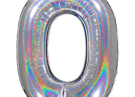 Riesenzahl Folienballon 40"/102cm | Holo Silber #0