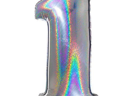 Riesenzahl Folienballon 40"/102cm | Holo Silber #1