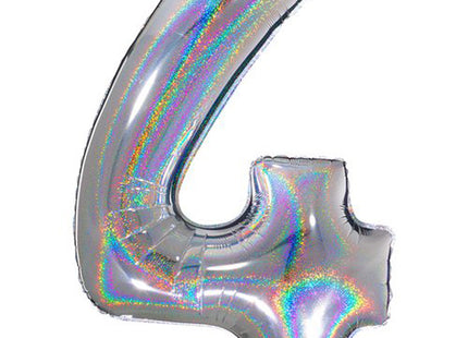 Riesenzahl Folienballon 40"/102cm | Holo Silber #4