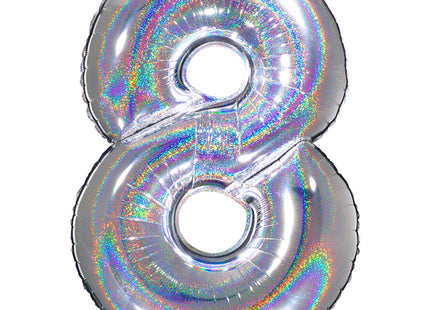 Riesenzahl Folienballon 40"/102cm | Holo Silber #8